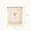 Thymes candle with dimensions on a white background