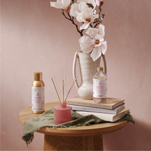 Thymes Magnolia Willow Petite Reed Diffuser in pink blown glass