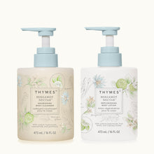 Two Thymes body care products on a white background