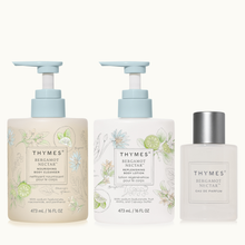 Three Thymes product bottles on a white background