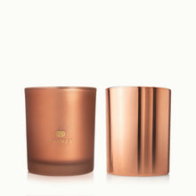 Two copper-colored 6.5 oz candles with 'Thymes' logo on a white background