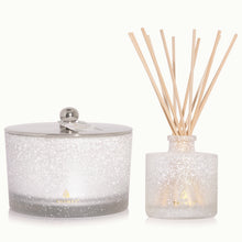 Frasier Fir Flocked 3-Wick Candle and Reed Diffuser on a white background
