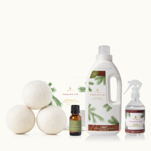 Frasier Fir Laundry Detergent, Linen Spray, Fragrance Oil and Dryer Balls on a white background
