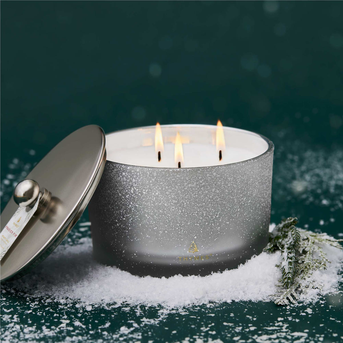 Alternate image of Frasier Fir Flocked 3-Wick Poured Candle