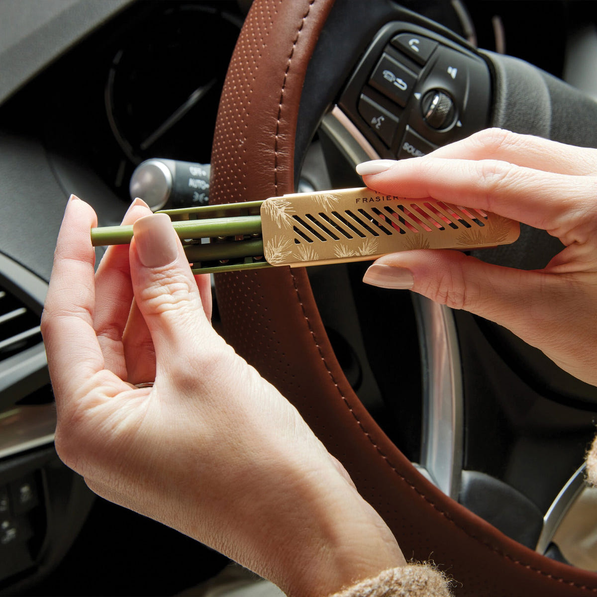 Thymes Frasier Fir Car Diffuser Refill in use