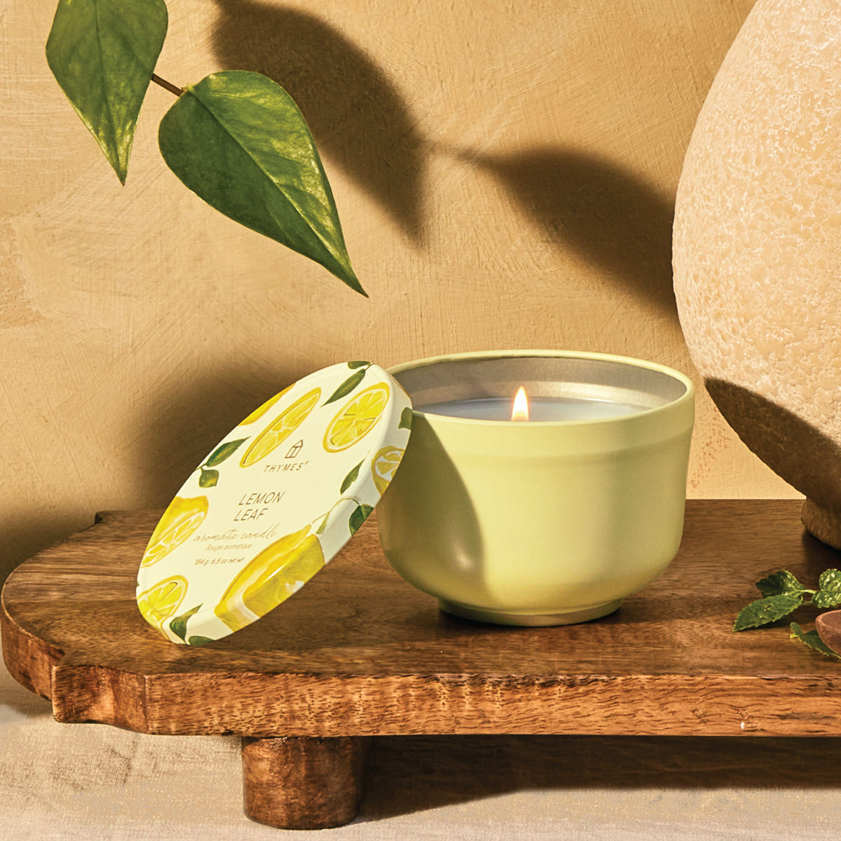 Alternate image of Lemon Leaf Poured Candle Tin