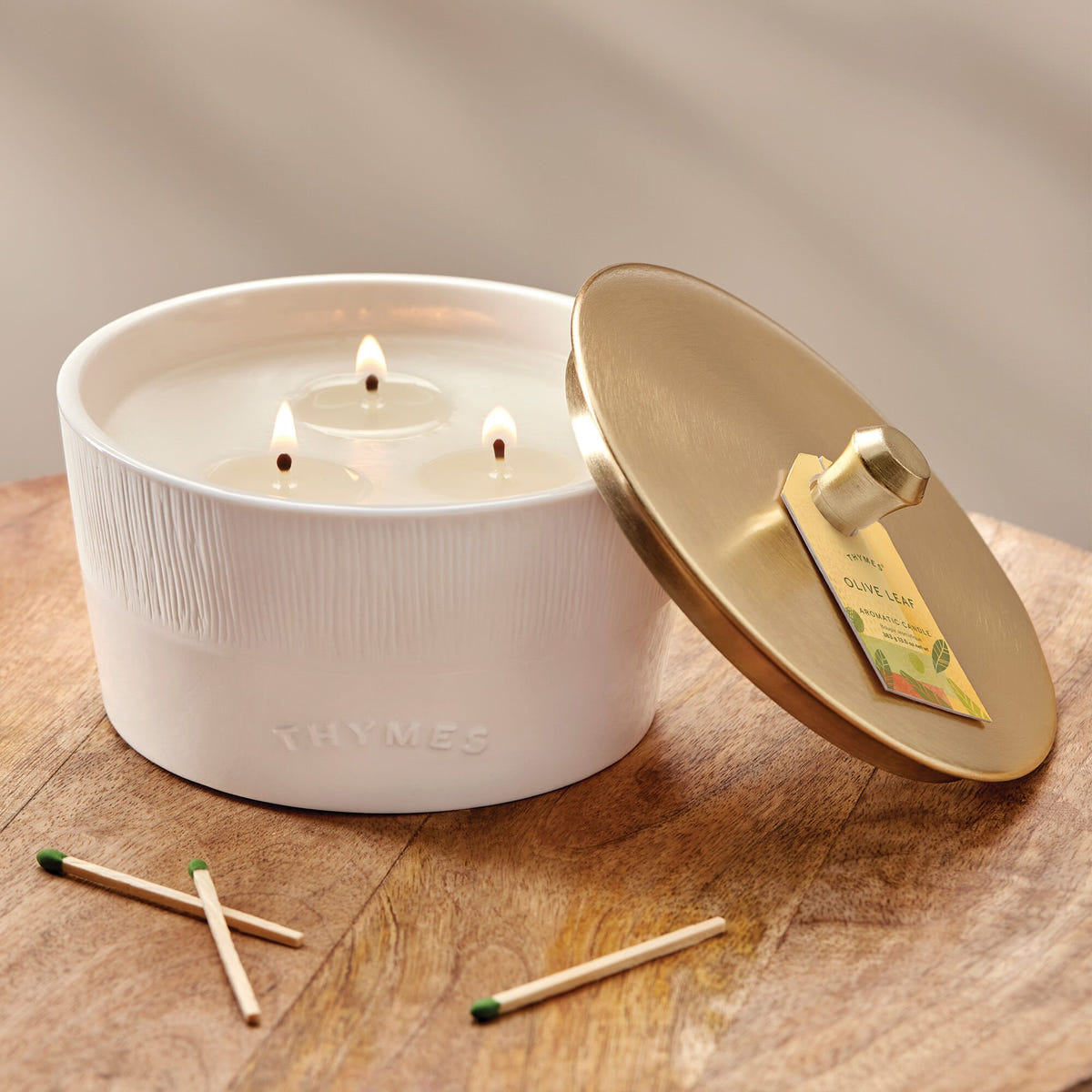 Alternate image of Olive Leaf Statement 3-Wick Candle