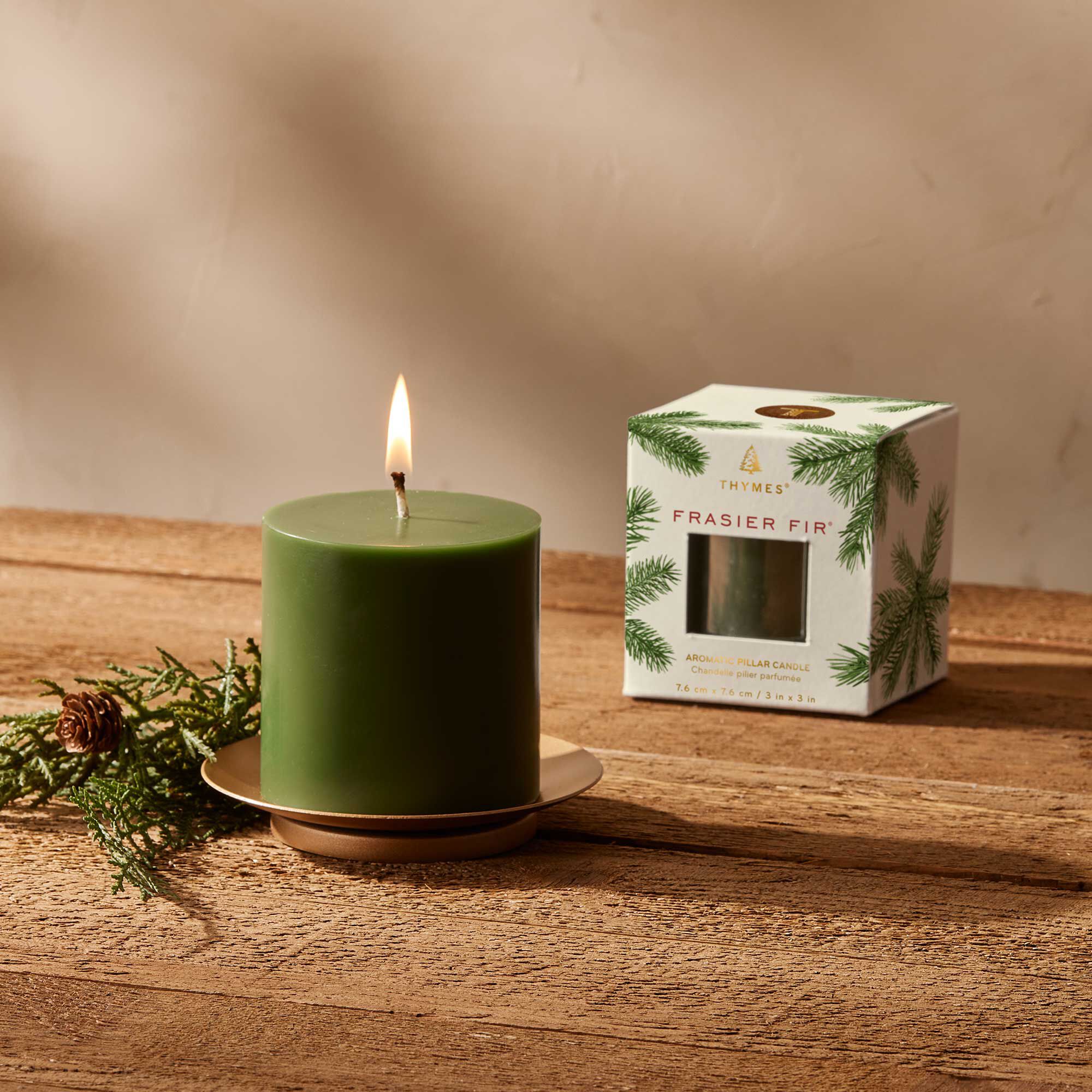 Thymes Frasier Fir Pillar Candle - Thumbnail 3