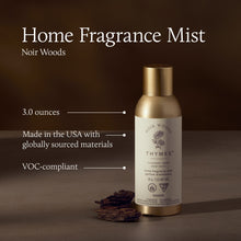 Thymes Home Fragrance Mist bottle with label on a brown background