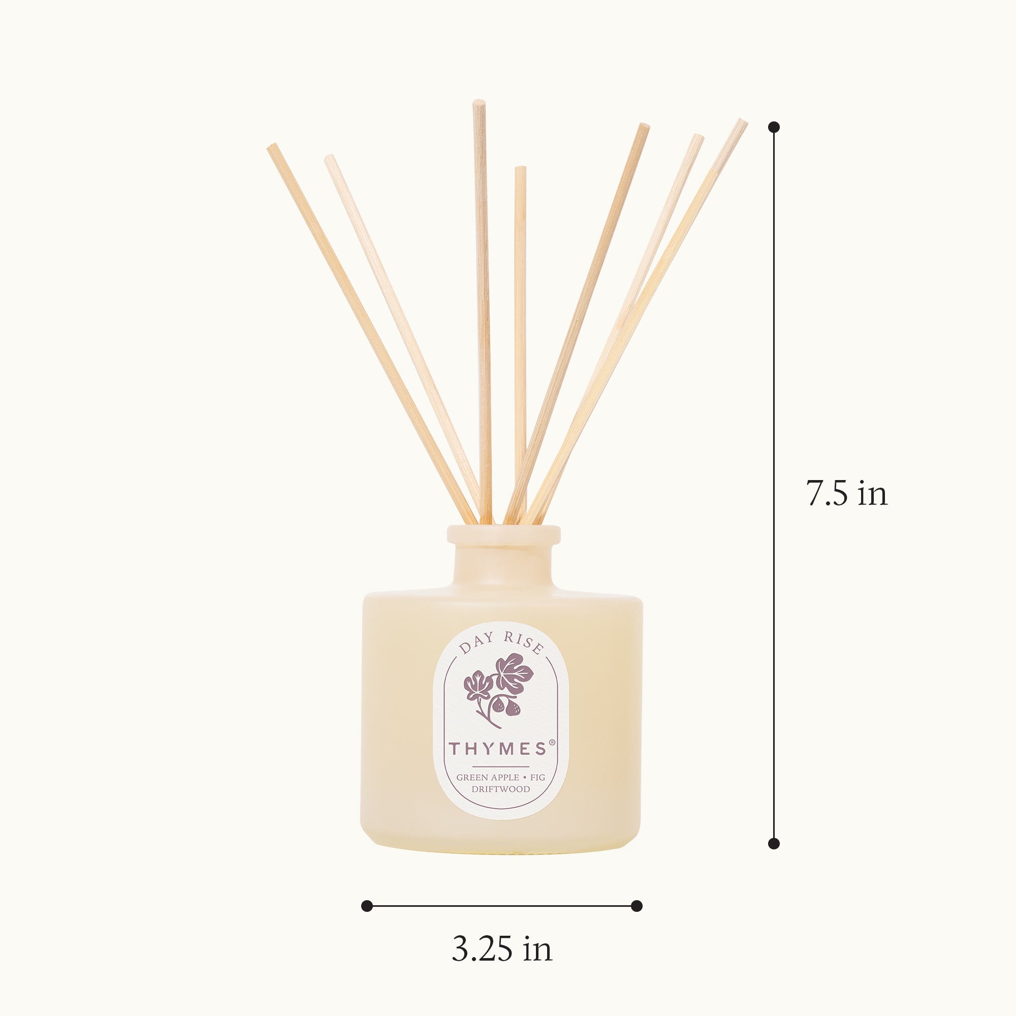 Thymes diffuser with wooden sticks on a white background
