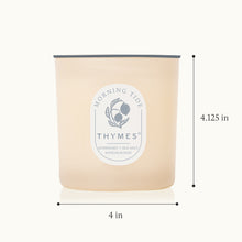Thymes candle with dimensions labeled on a white background