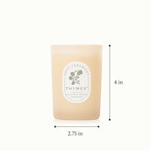 Thymes candle with dimensions on a white background