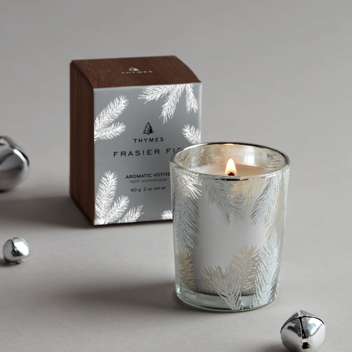 Alternate image of Frasier Fir Statement Boxed Votive Candle Lit