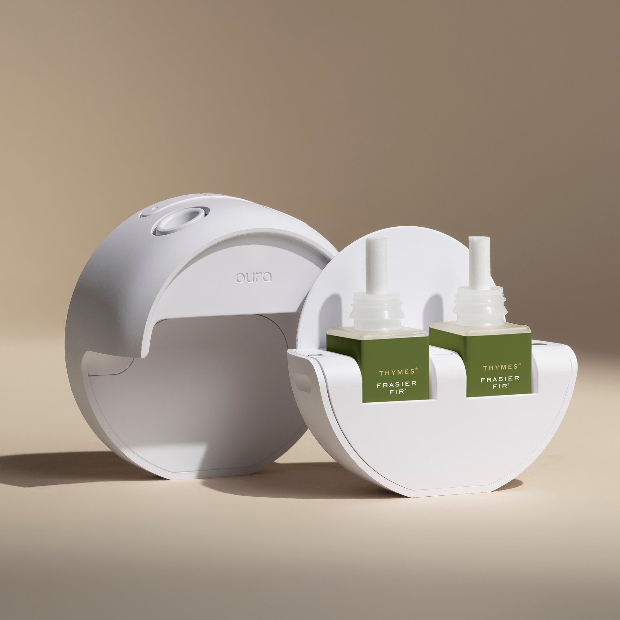 White diffuser with green boxes on a beige background