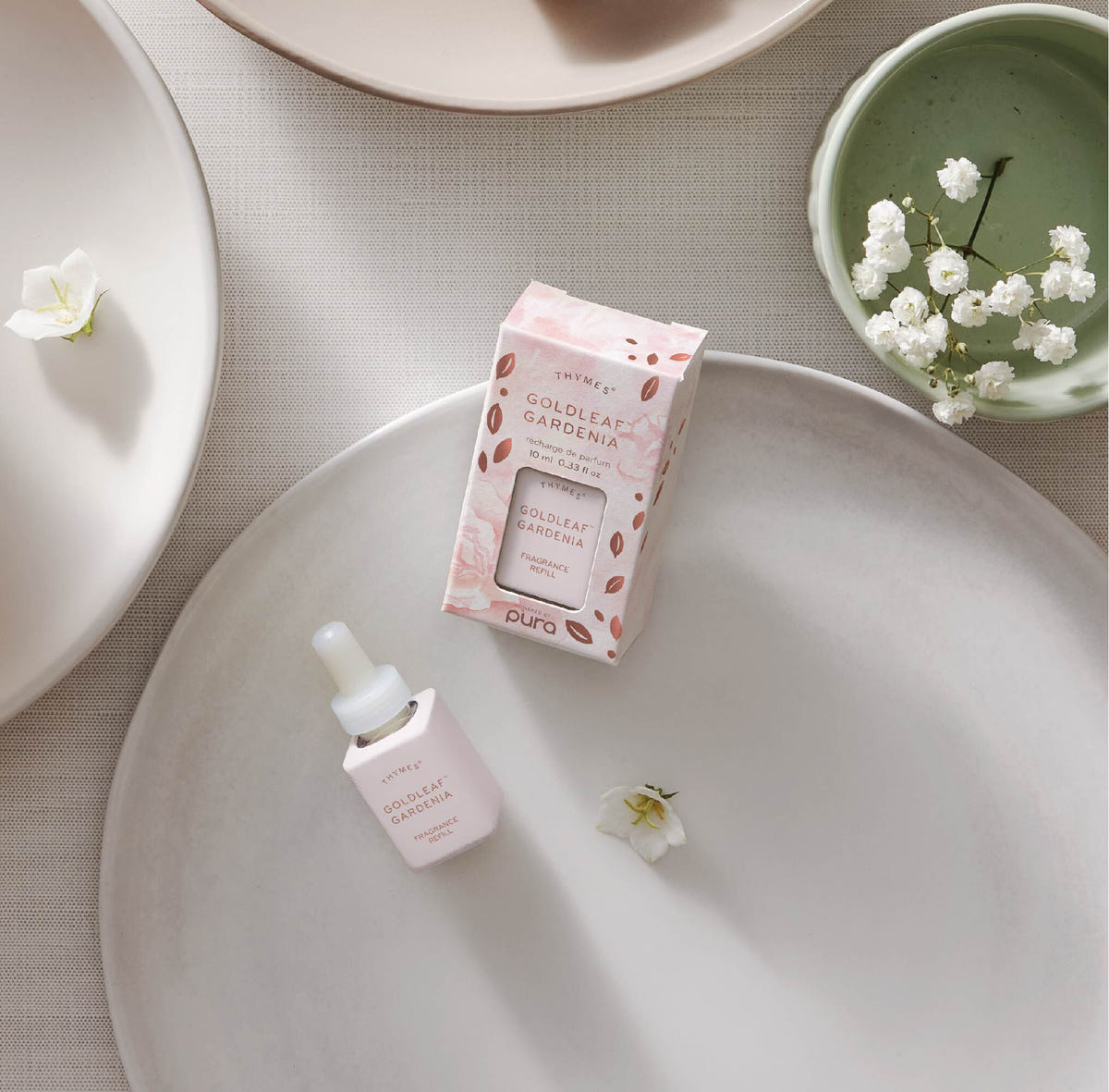 Alternate image of Thymes Goldleaf Gardenia Pura Diffuser Refill is a floral fragrance