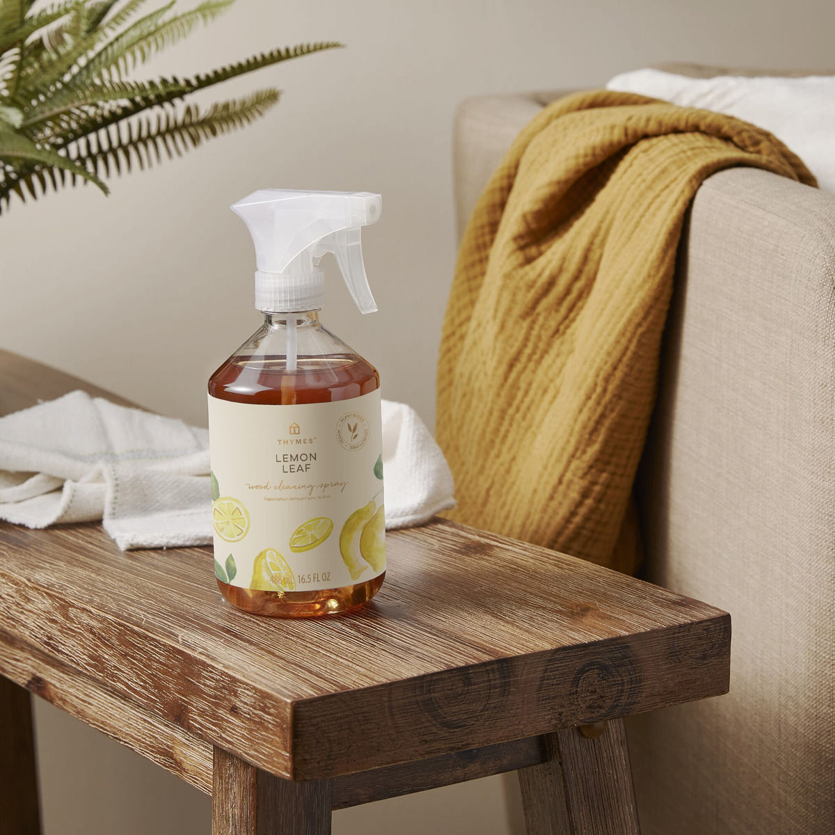 Alternate image of Thymes Lemon Leaf Wood Cleaning Spray on table