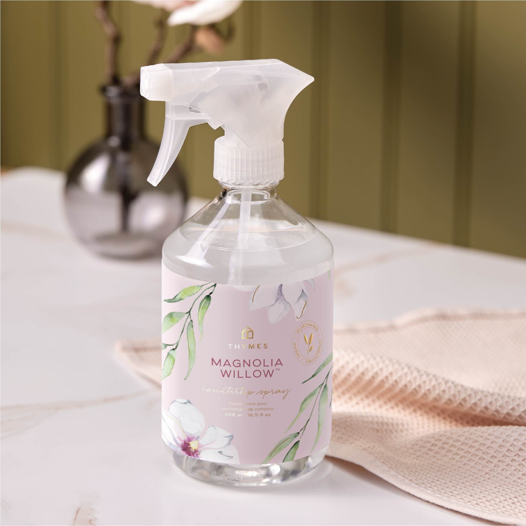 Thymes Magnolia Willow Countertop Spray is vegan and cruelty free