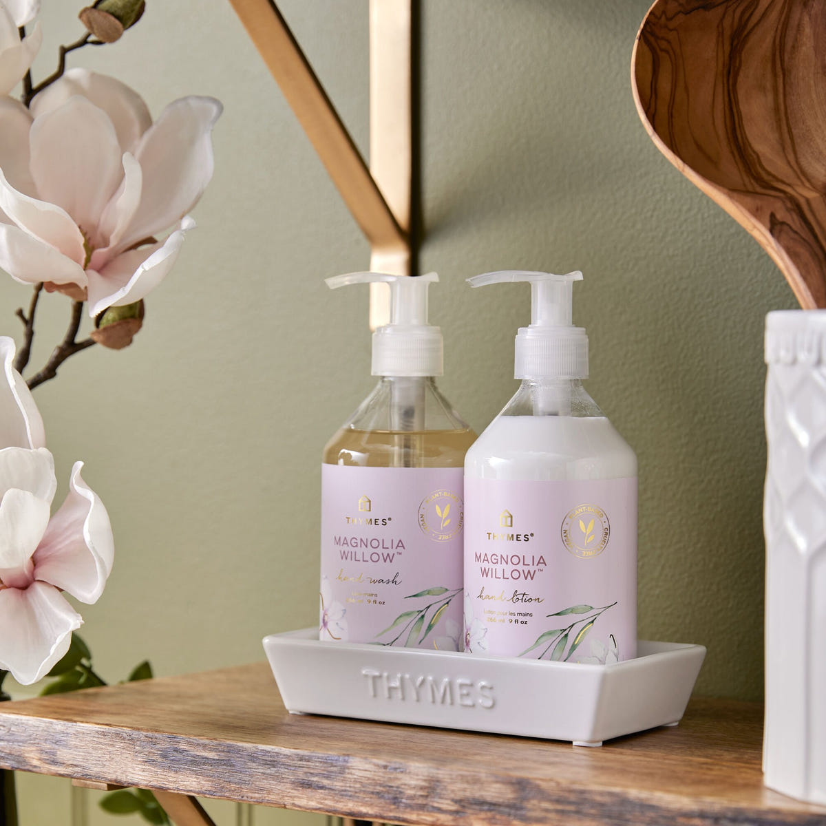 Alternate image of Thymes Magnolia Willow Sink Set on a shelf