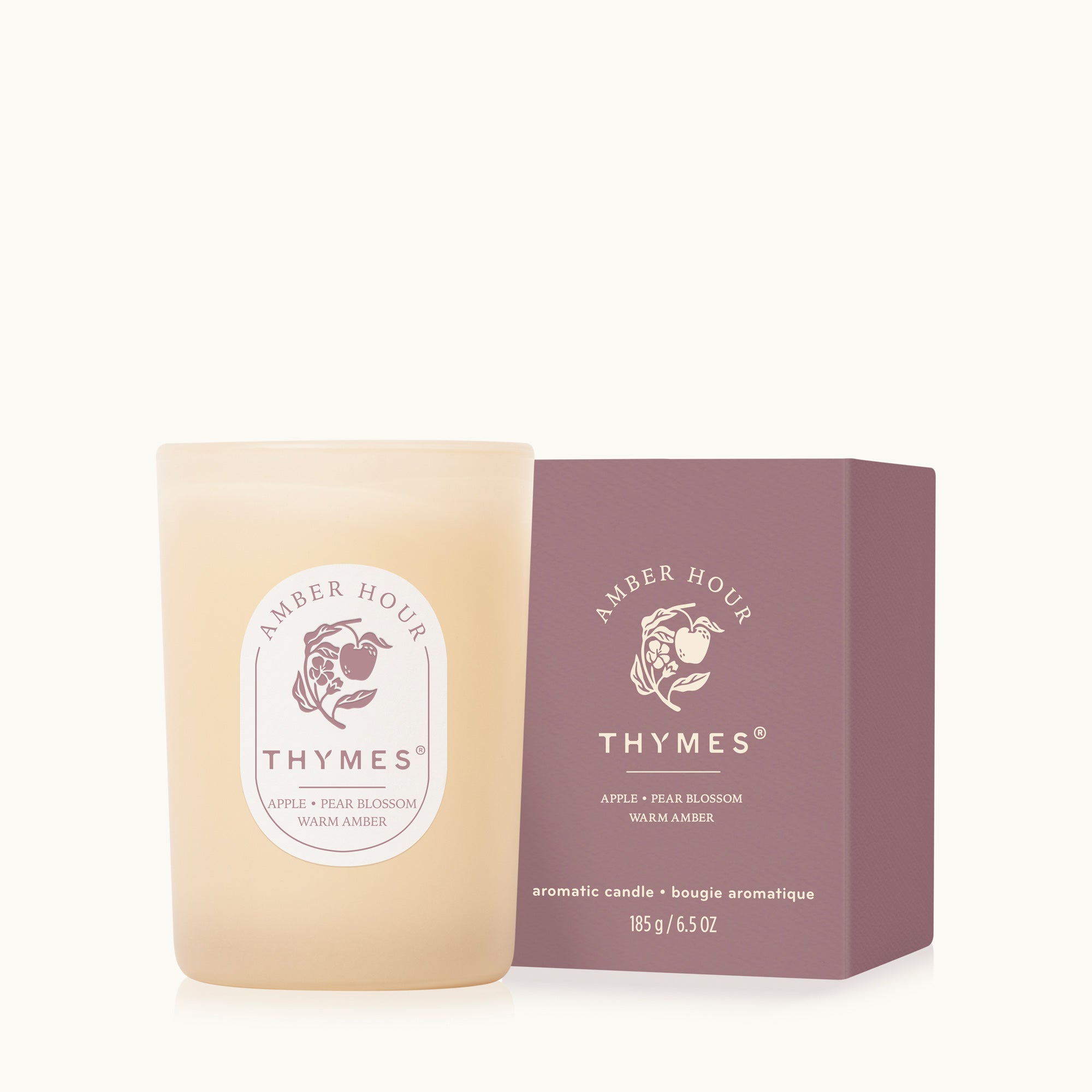 Thymes candle and packaging on a white background