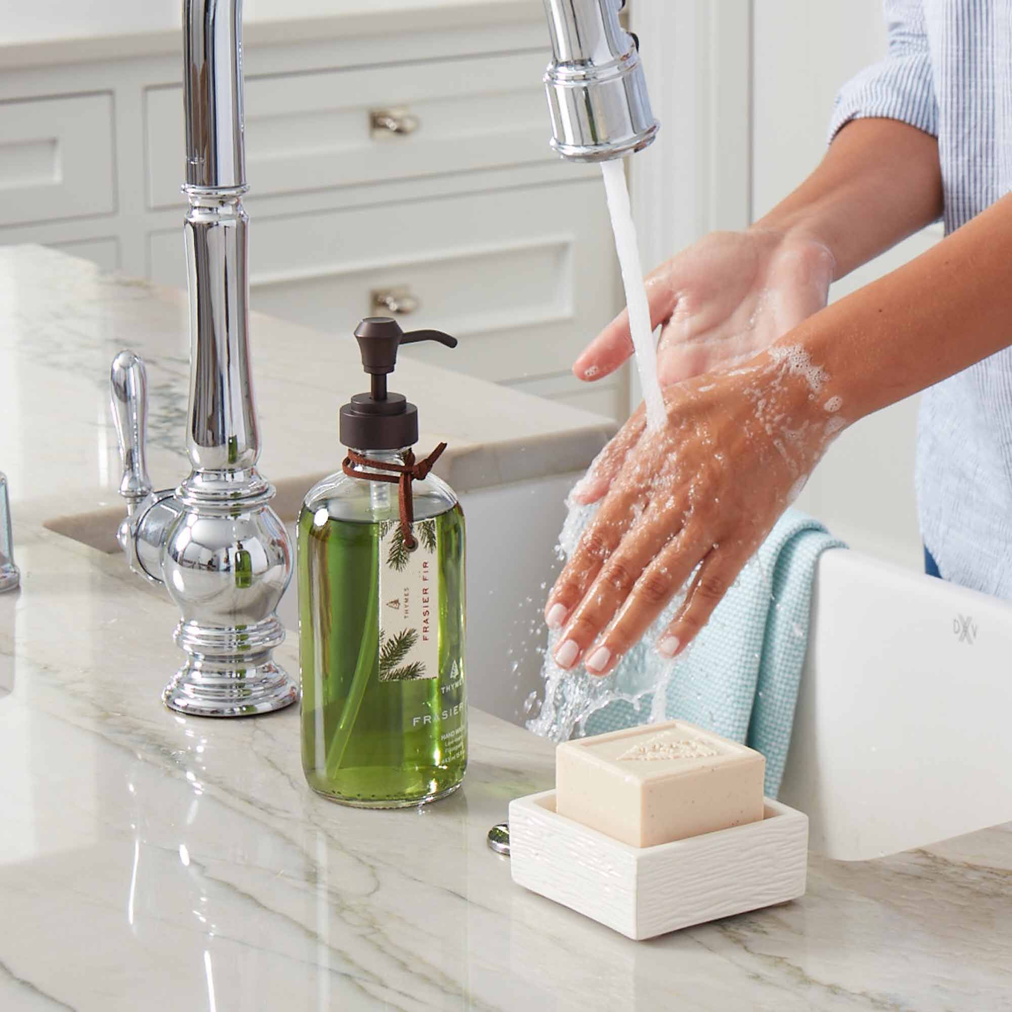 Washing Hands with Frasier Fir Bar Soap