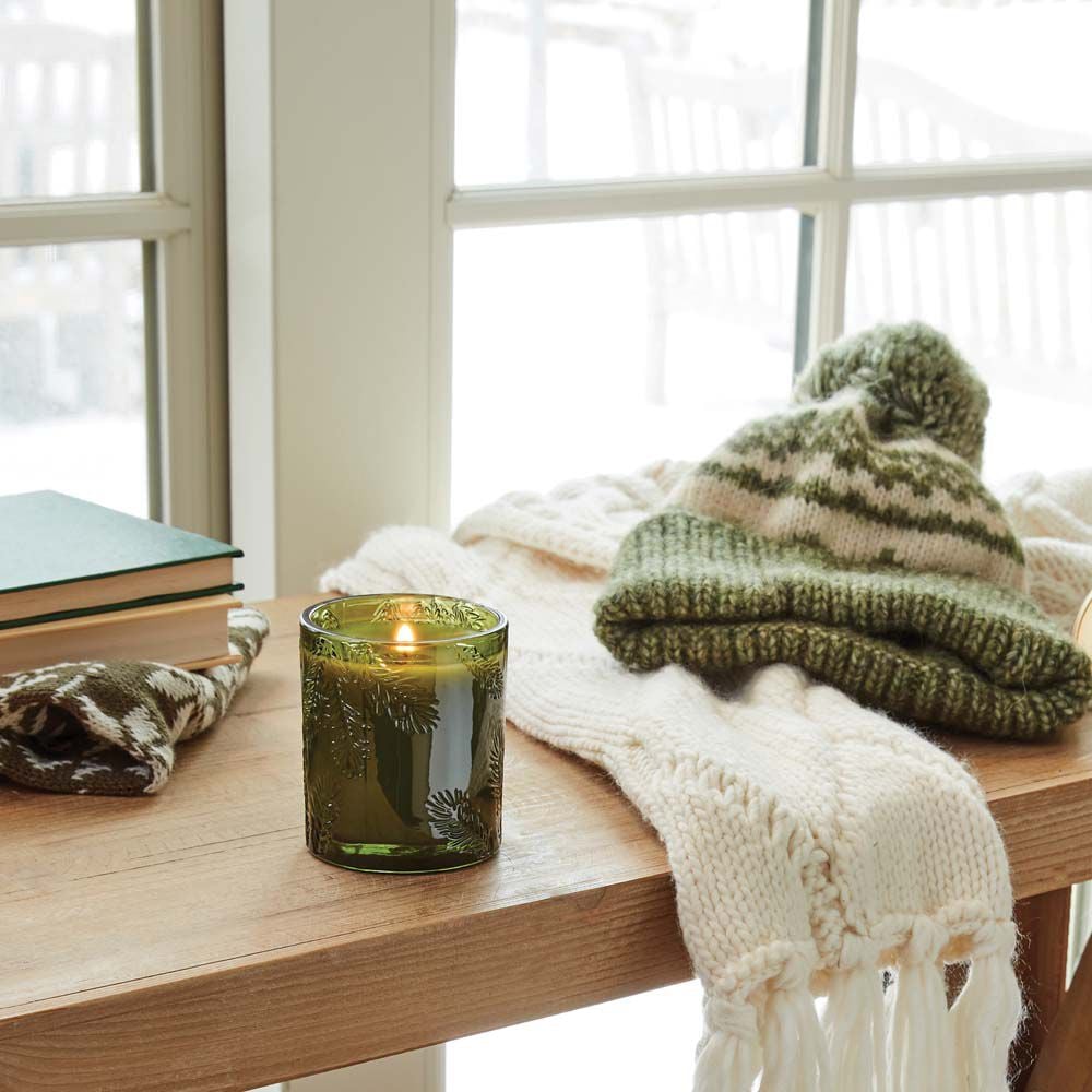 Alternate image of Thymes Frasier Fir Molded Green Glass Candle is a Christmas Candle