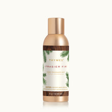 Thymes Frasier Fir room fragrance mist bottle on a white background