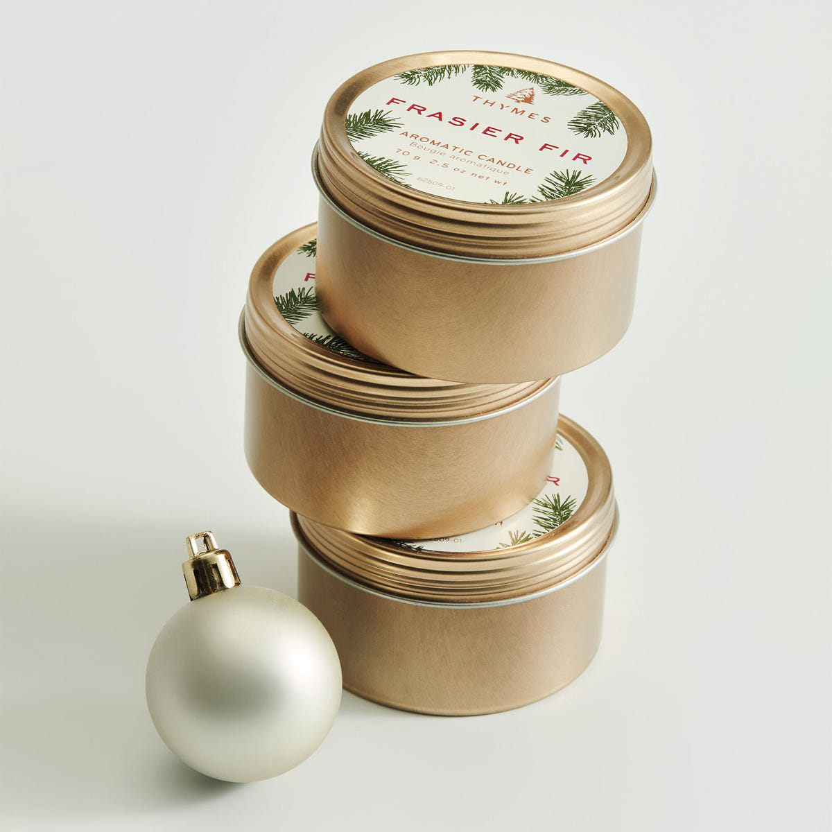 Alternate image of Thymes Frasier Fir Travel Tin Candles Stacked