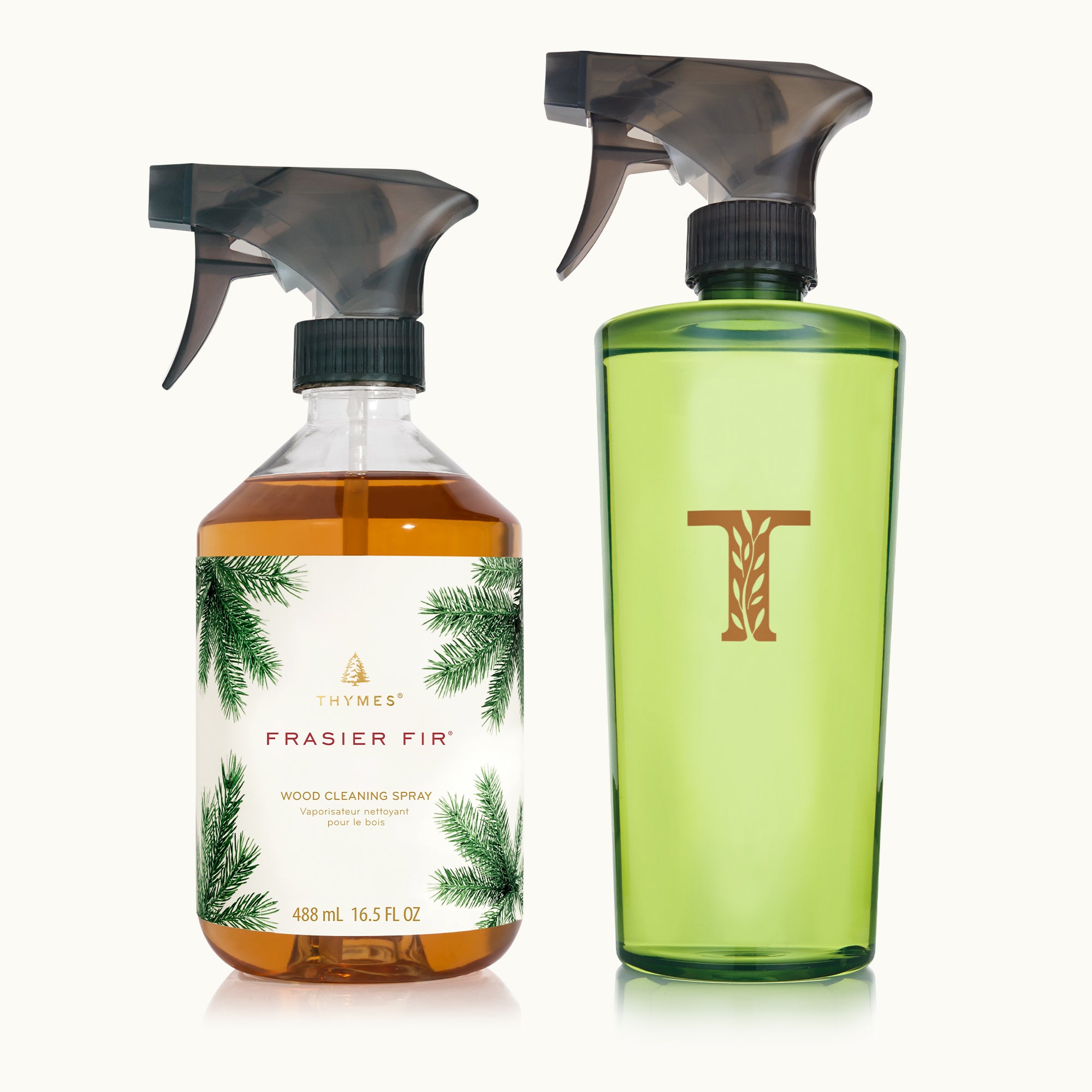 Frasier Fir Wood Cleaning Spray and All-Purpose Cleaner on a tan background