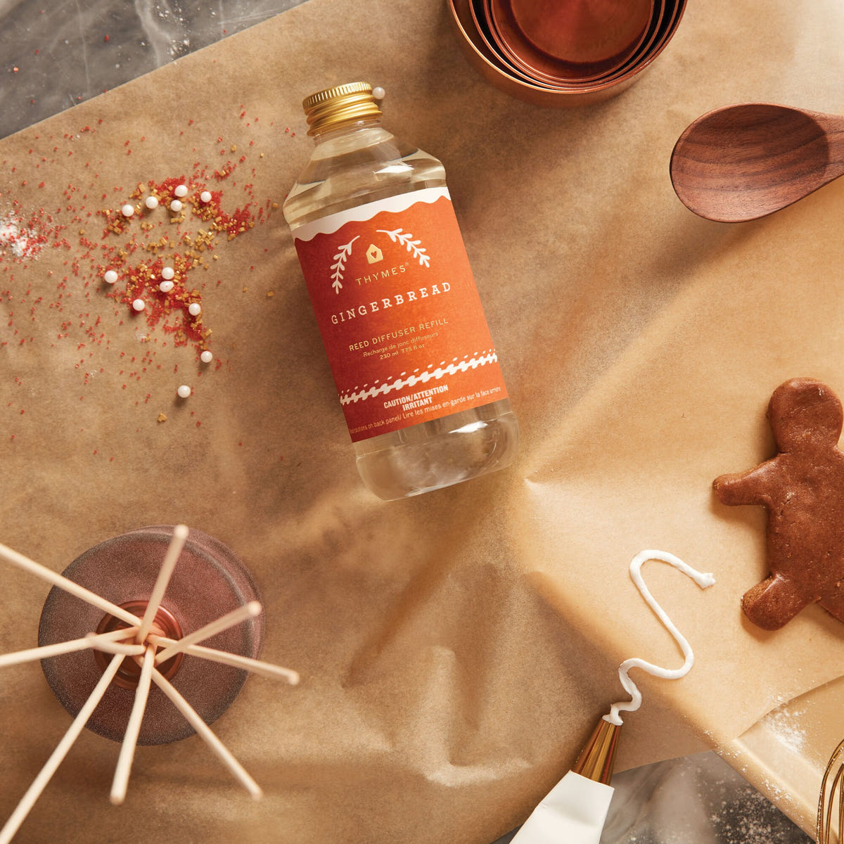 Alternate image of Thymes Gingerbread Reed Diffuser Oil Refill from above