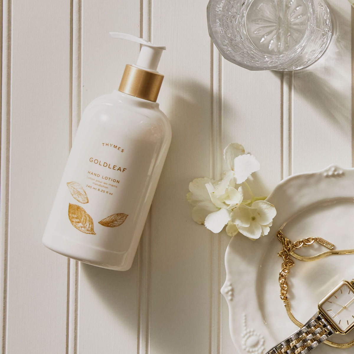Alternate image of Thymes Goldleaf Hand Lotion on countertop
