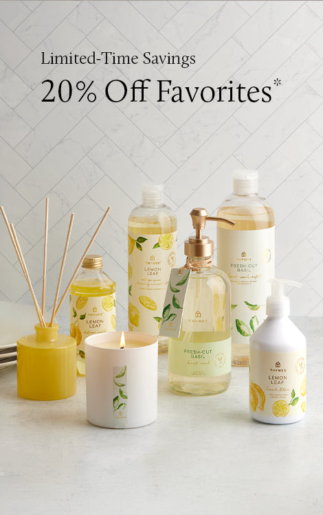 Set of cleaning products with lemon scents on a light background, featuring a promotional message for limited-time savings.