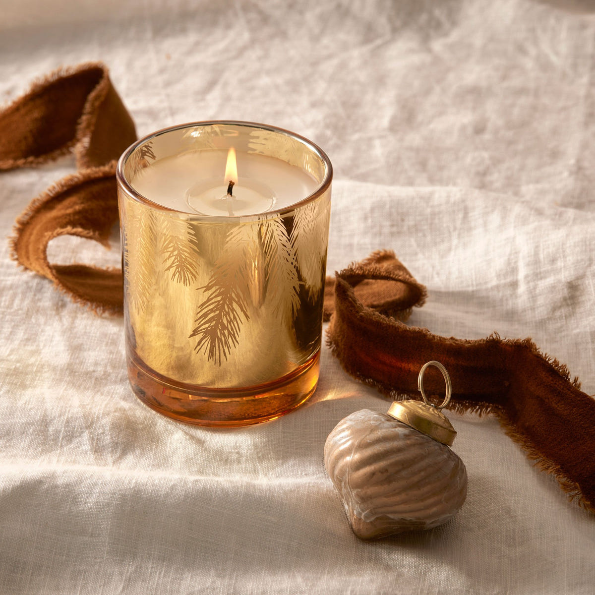 Alternate image of thymes-frasier-fir-gilded-poured-candle-pine-needle-gold
