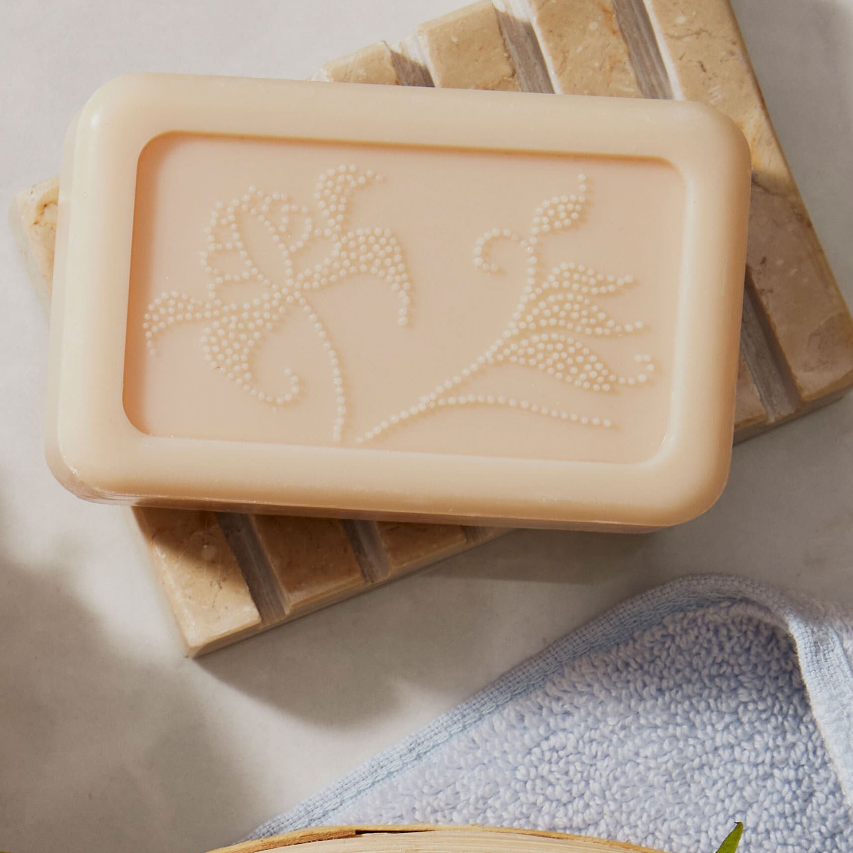 Thymes Kimono Rose Bar Soap flat lay