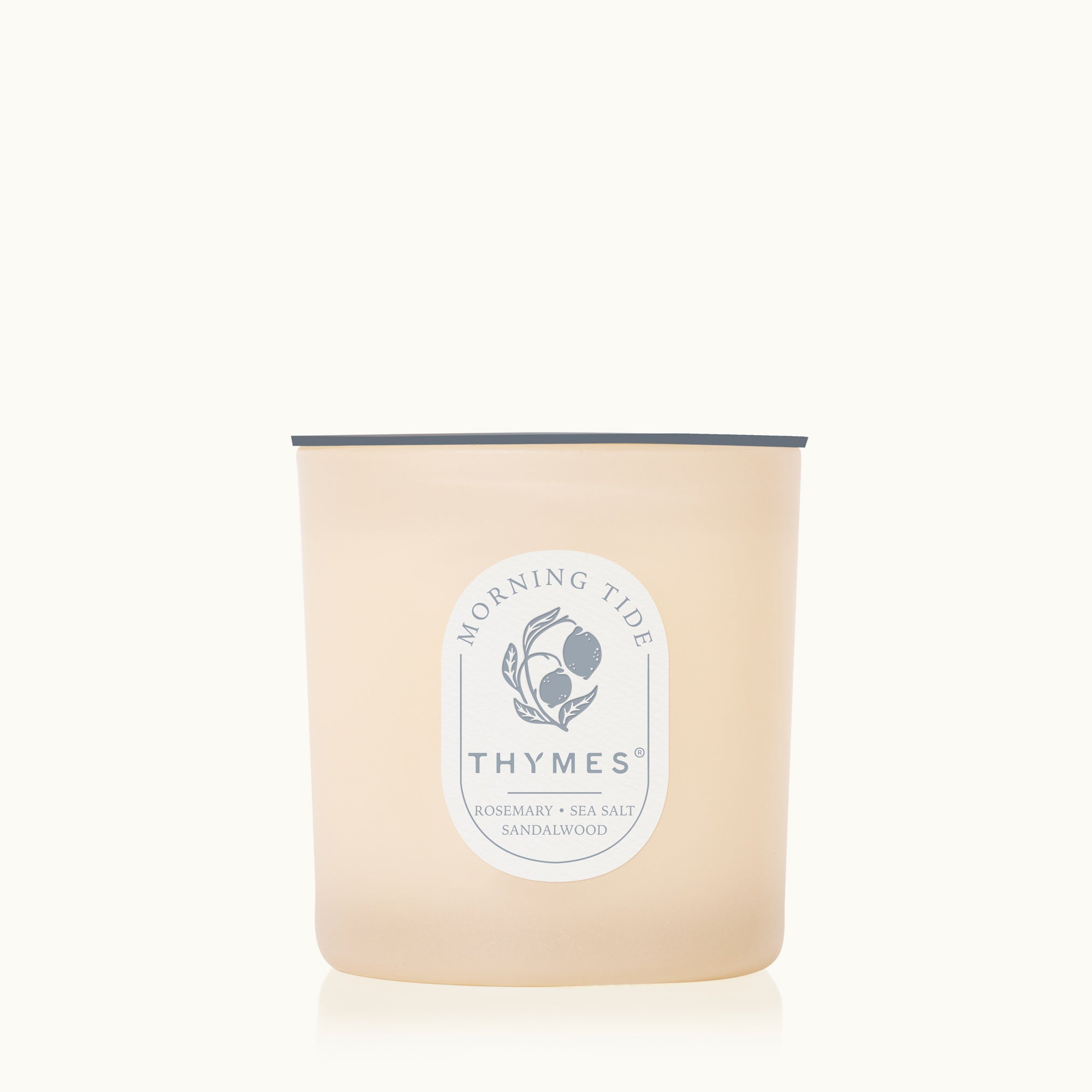 Thymes candle with a label on a white background
