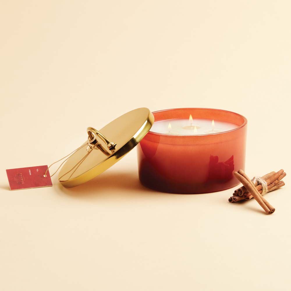 Alternate image of Thymes Simmered Cider Harvest Red 4-Wick Candle feature
