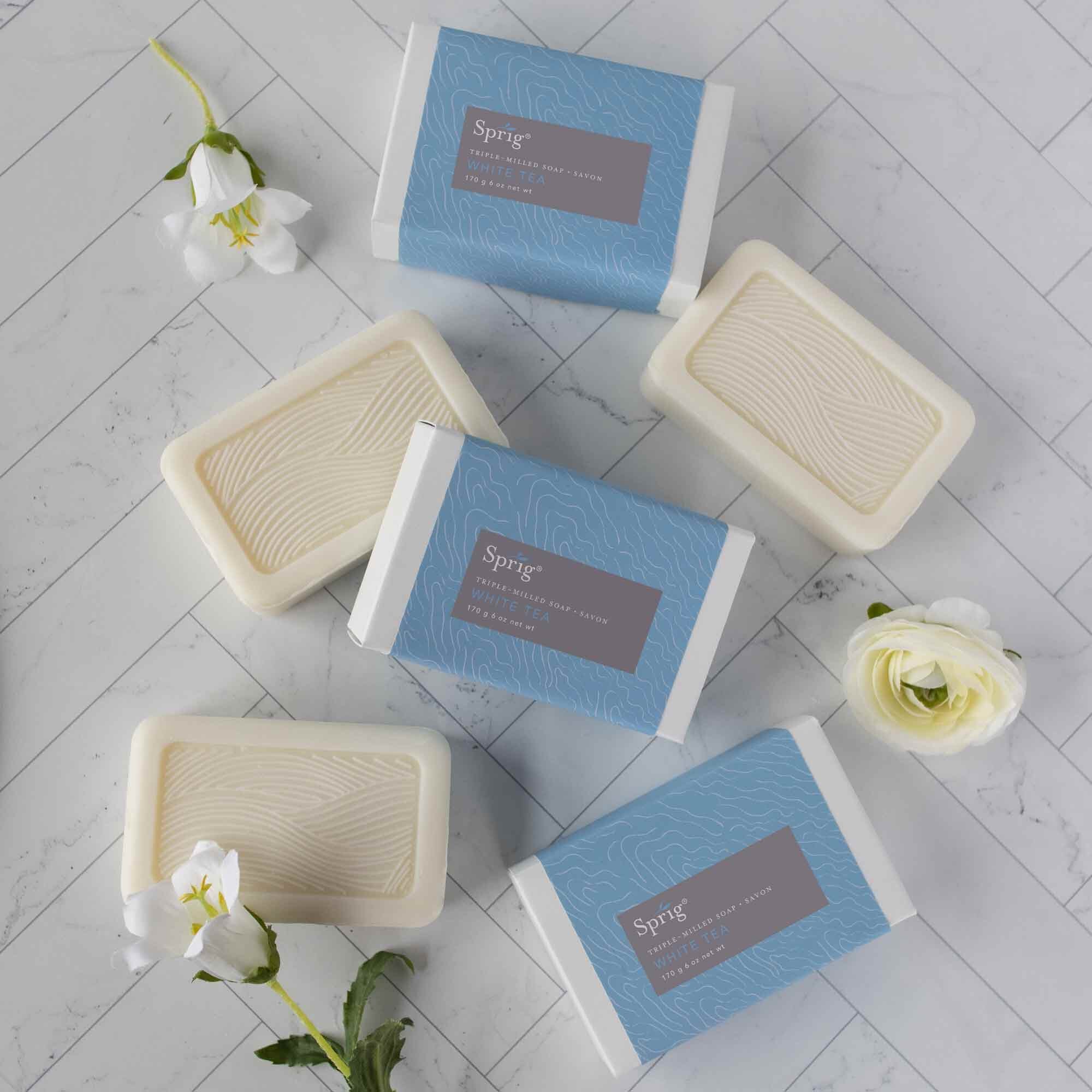 Thymes White Tea Bar Soap with flowers