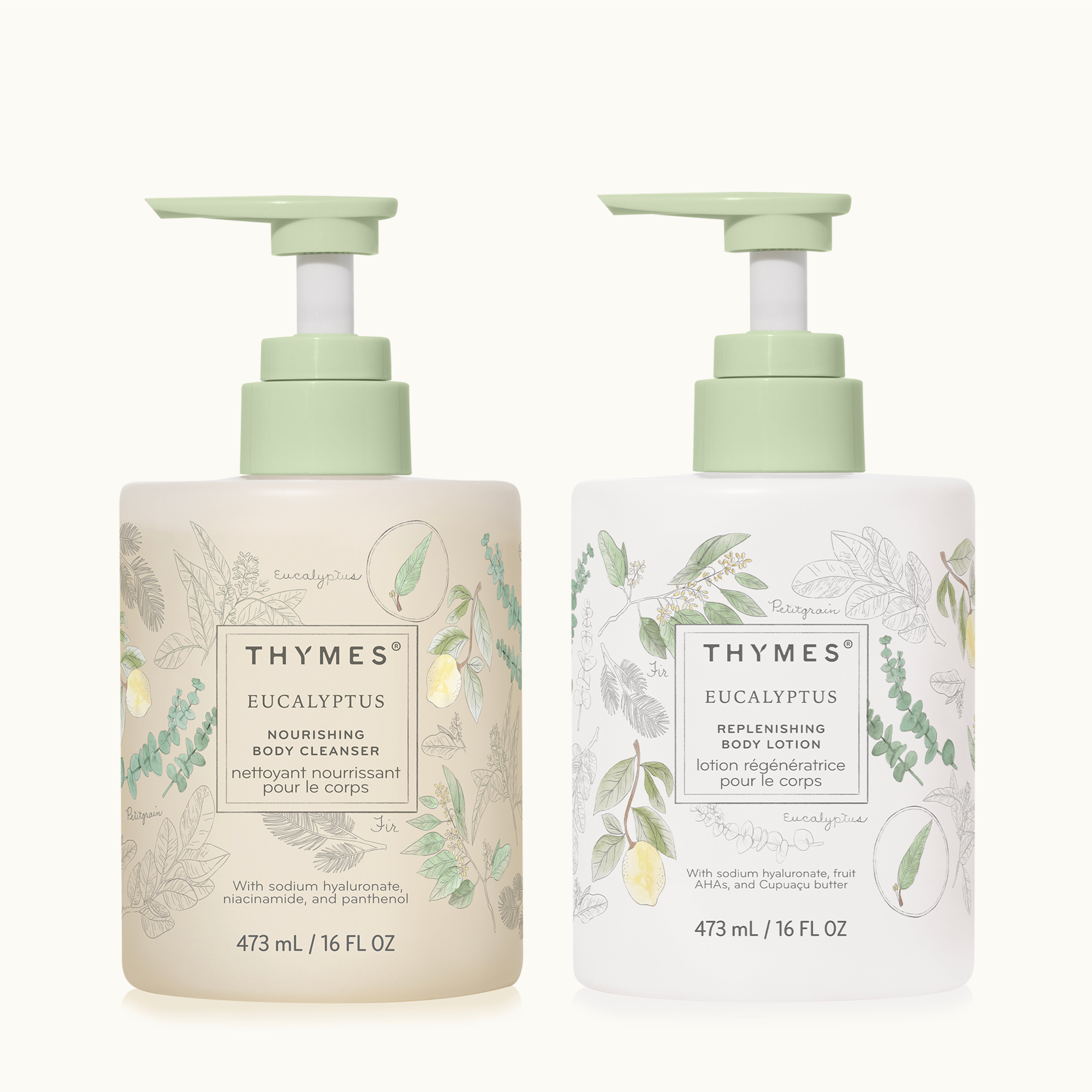 Two Thymes Eucalyptus body lotions on a white background