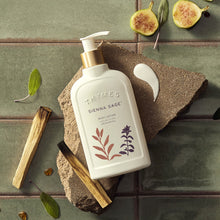 Thymes Sienna Sage Body Lotion with incense and flowers