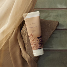 Thymes Sienna Sage Body Scrub on towel