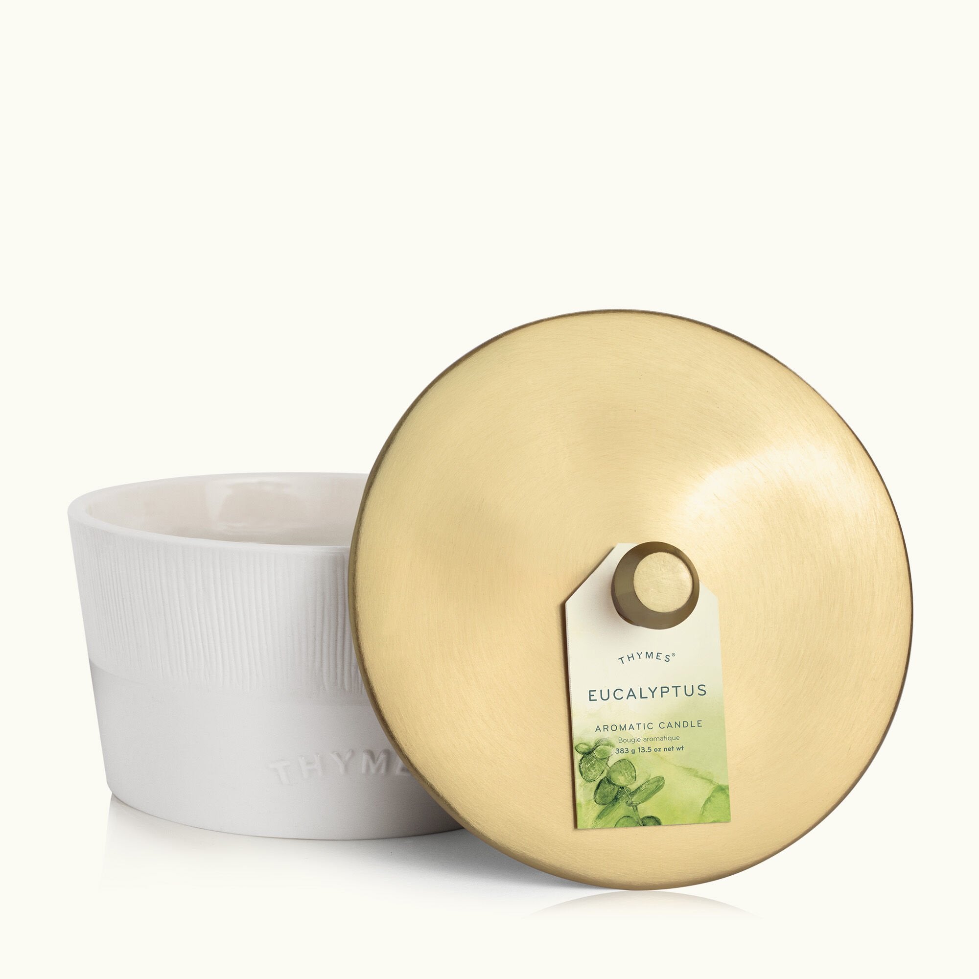 Thymes Eucalyptus 3-Wick Candle lid view