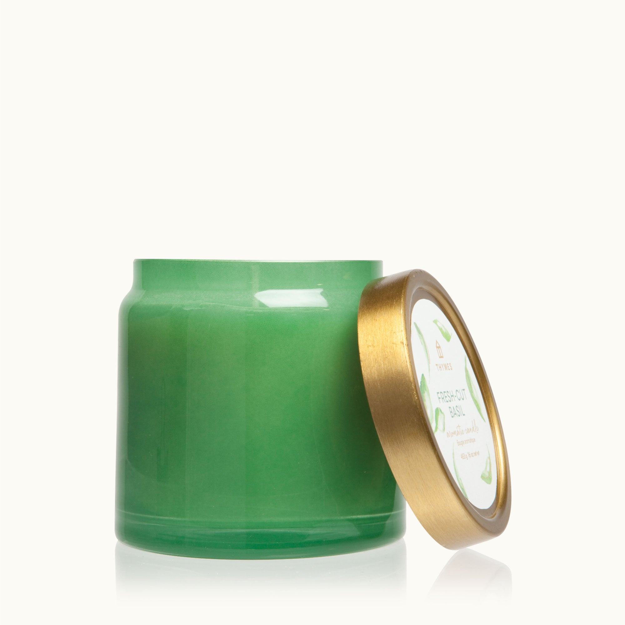 Thymes Fresh-cut Basil Statement Poured Glass Candle