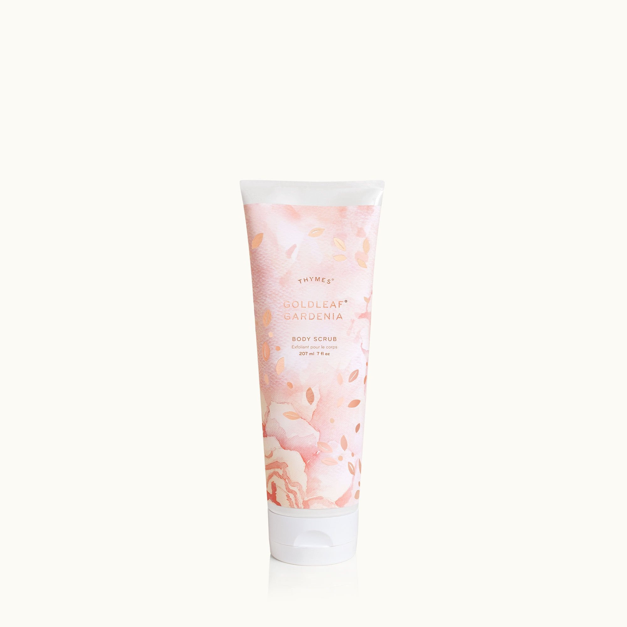 Thymes Goldleaf Gardenia Body Scrub for exfoliation