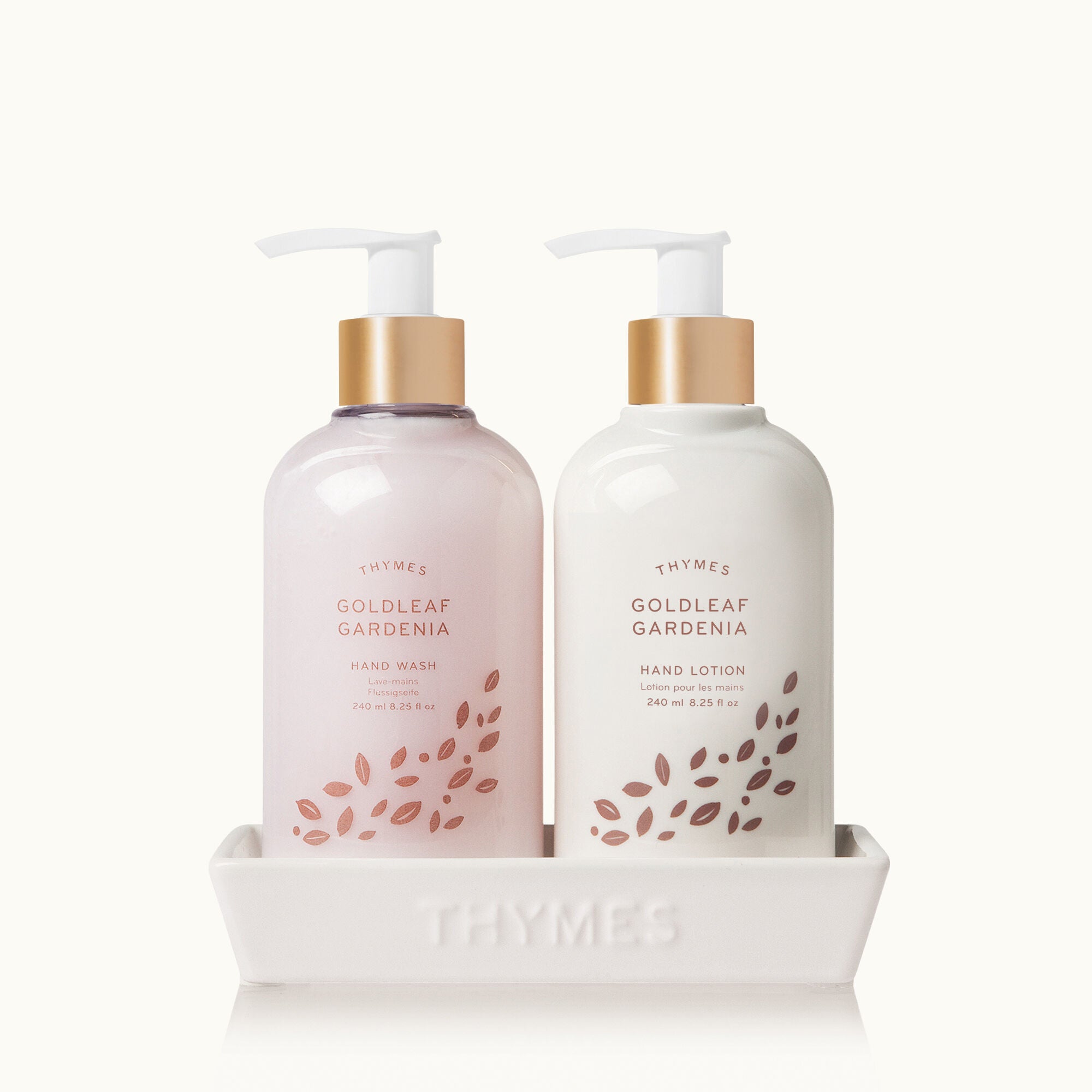 Thymes Goldleaf Gardenia Sink Set with Hand Wash and Lotion