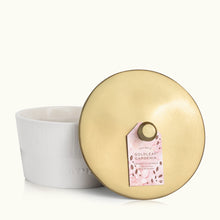 Thymes Goldleaf Gardenia 3-Wick Candle lid view