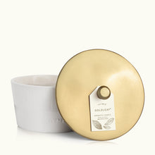 Thymes Goldleaf 3-Wick Candle lid view