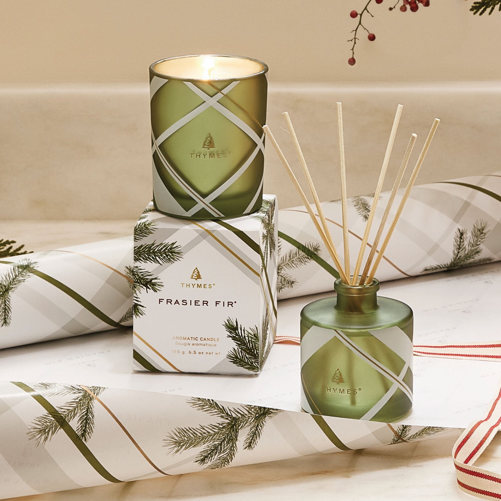 Frasier Fir Frosted Plaid Poured Candle