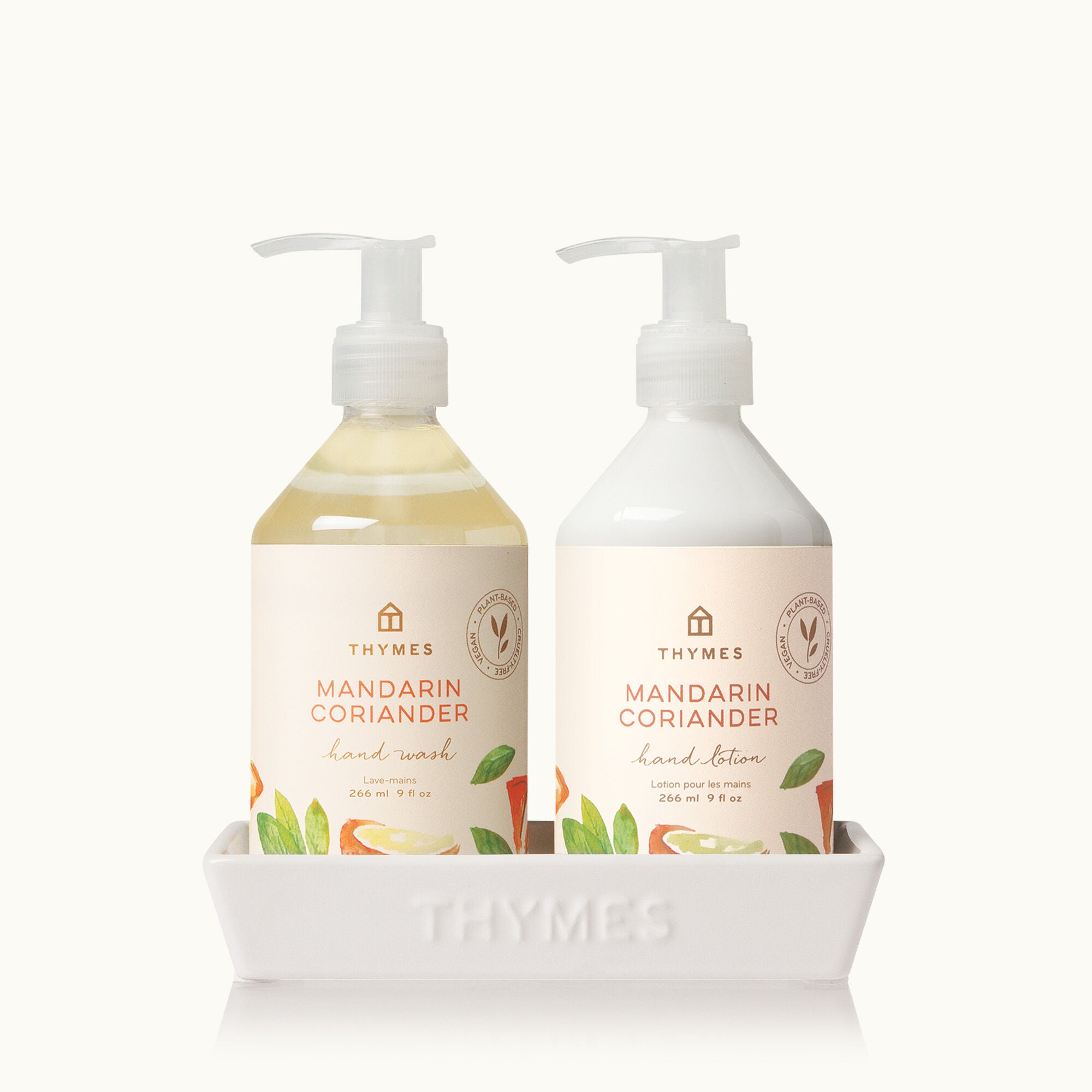 Thymes Mandarin Coriander Sink Set in Decorative Ceramic Sink Caddy