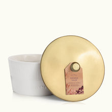 Thymes Sienna Sage 3-Wick Statement Candle Lid Off