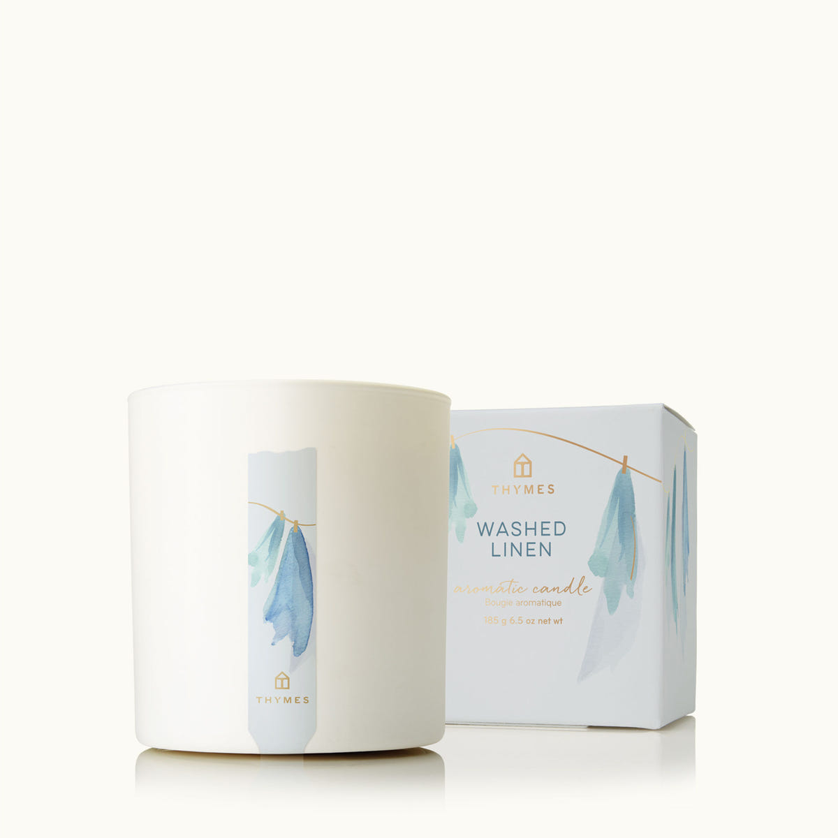 Thymes Washed Linen Poured Candle in Ceramic Jar
