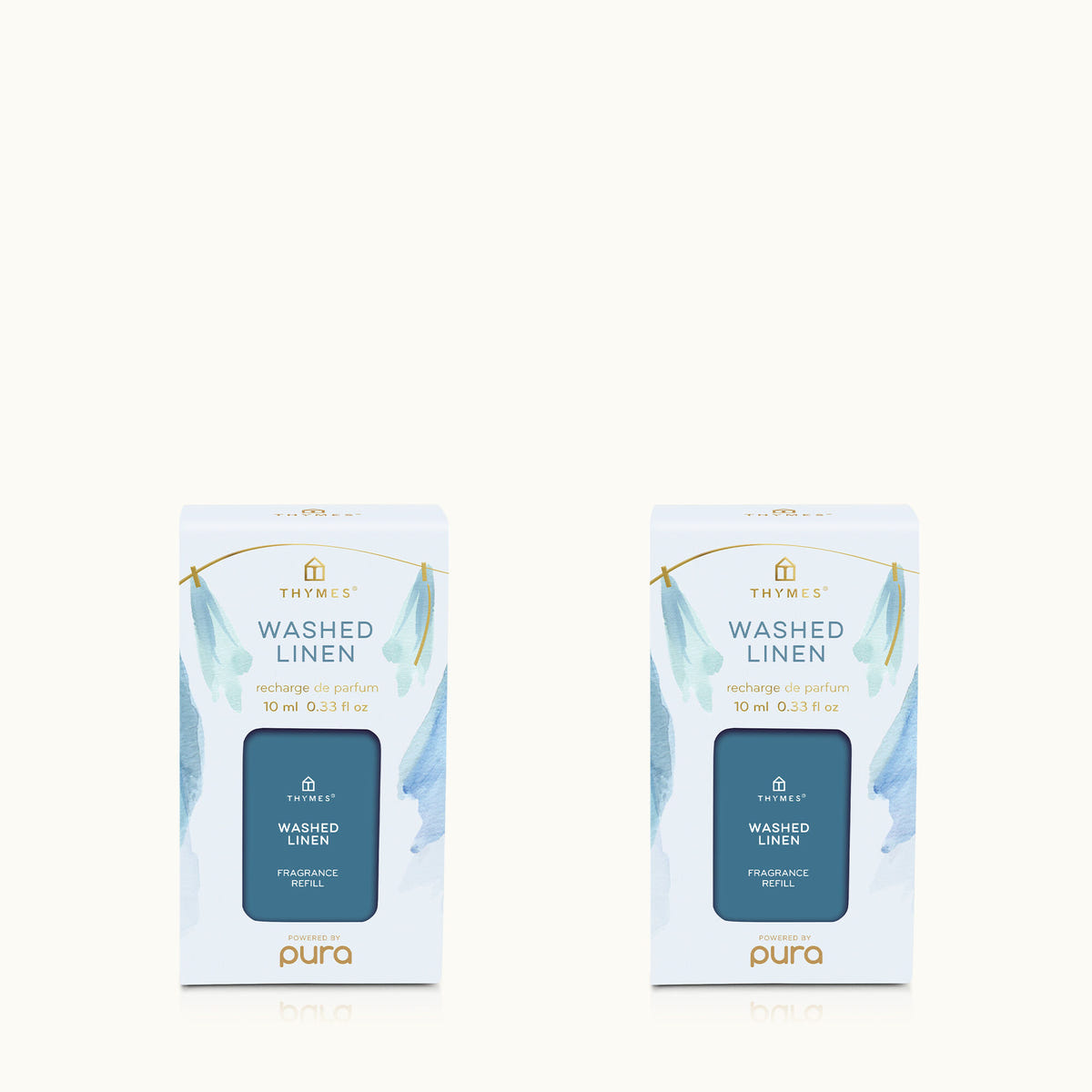 Thymes Washed Linen Pura Diffuser Refill 2-Pack Bundle